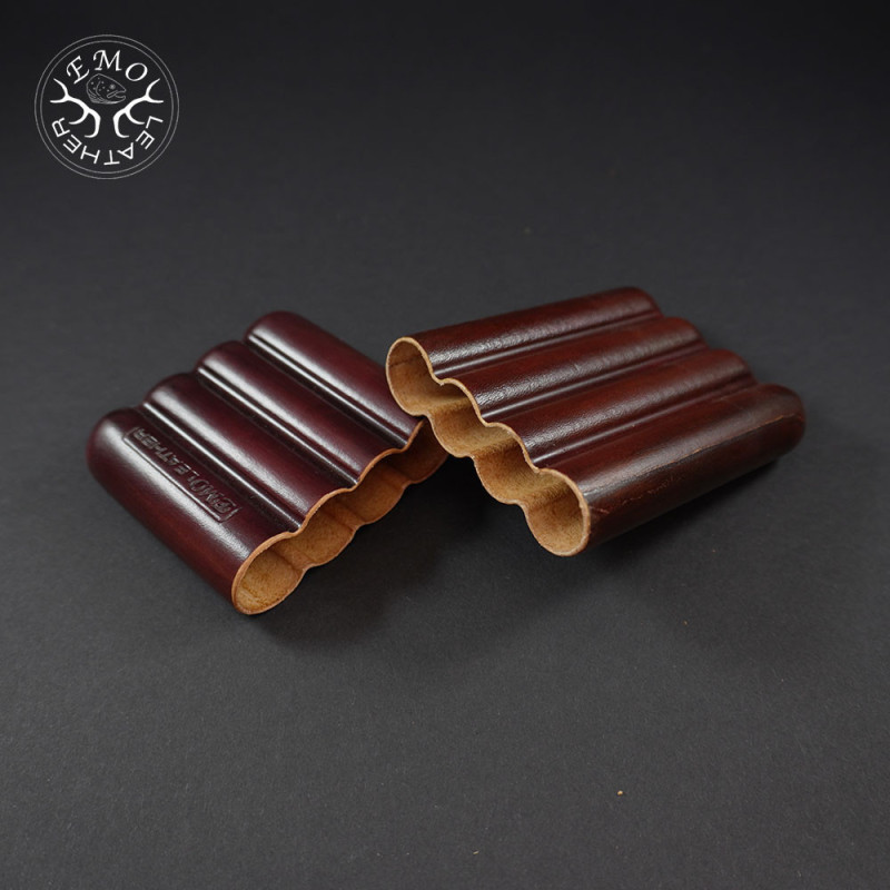 Rusty Corona Short 4 Slot Cigar Case | EmoLeather | Custom Leather Goods