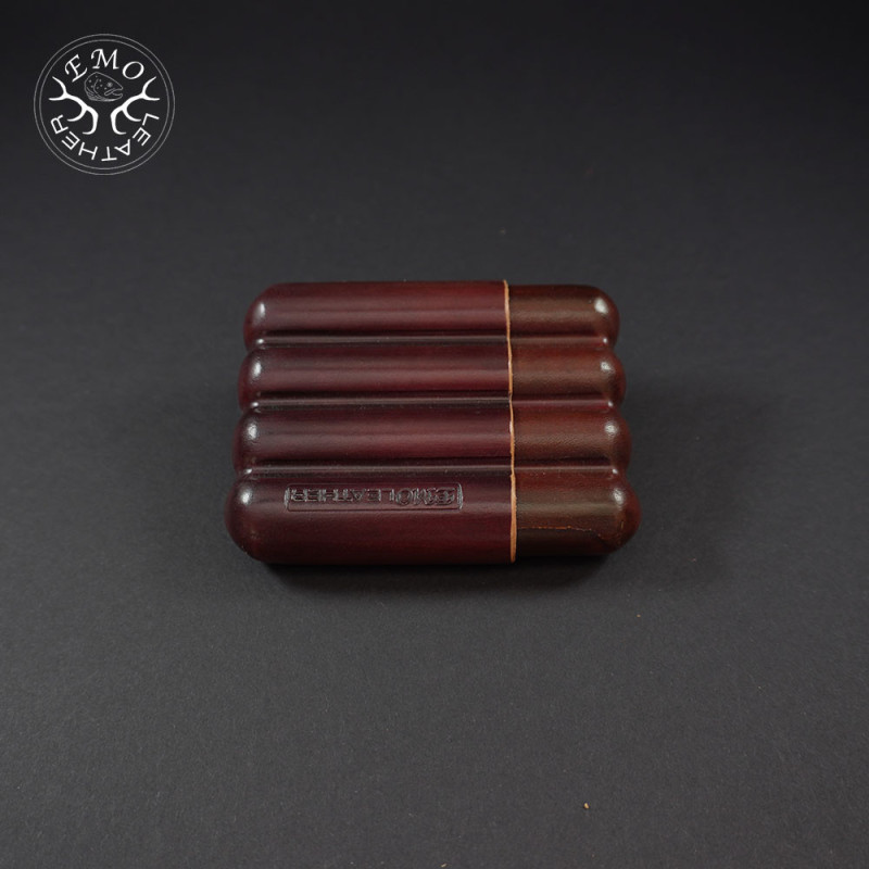 Rusty Corona Short 4 Slot Cigar Case | EmoLeather | Custom Leather Goods