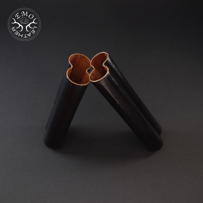 Black 2 Slot Churchill Cigar Case | EmoLeather | Custom Leather Goods