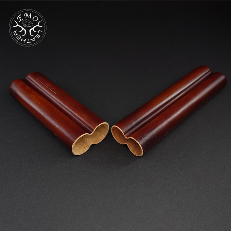 Brown 2 Slot Churchill Cigar Case | EmoLeather | Custom Leather Goods