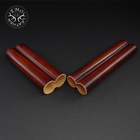 Brown 2 Slot Churchill Cigar Case | EmoLeather | Custom Leather Goods