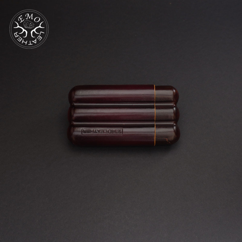 Chestnut 3 Slot Churchill Cigar Case | EmoLeather | Custom Leather Goods
