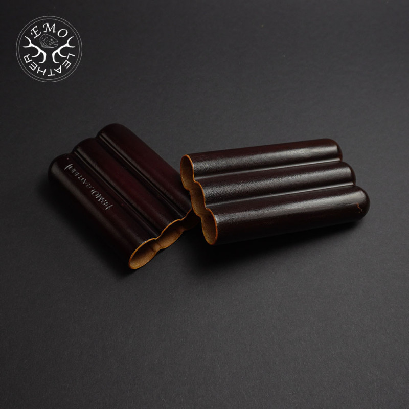 Chestnut 3 Slot Churchill Cigar Case | EmoLeather | Custom Leather Goods