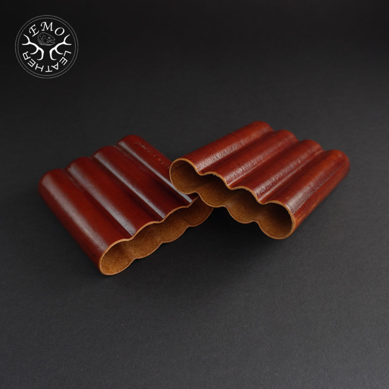 Tan 4 Slot Churchill Cigar Case | EmoLeather | Custom Leather Goods