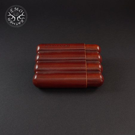 Tan 4 Slot Churchill Cigar Case | EmoLeather | Custom Leather Goods