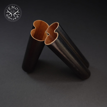 Black 2 Slot Robusto Cigar Case | EmoLeather | Custom Leather Goods