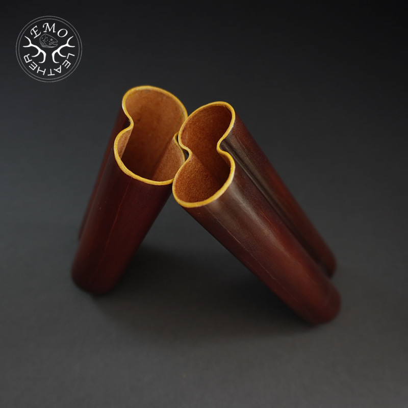 Brown 2 Slot Robusto Cigar Case | EmoLeather | Custom Leather Goods