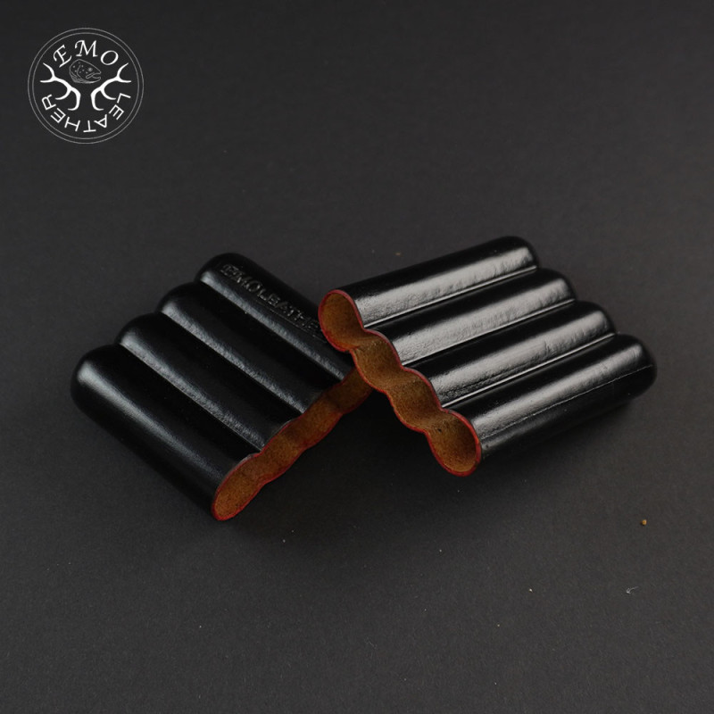 Black 4 Slot Toscanello Case | EmoLeather | Custom Leather Goods