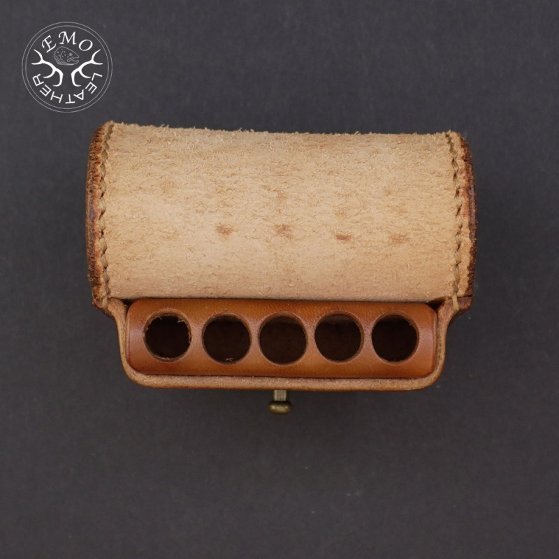 Light Brown Leather 5 Standard Caliber Round Ammo Pouch | EmoLeather | Custom Leather Goods