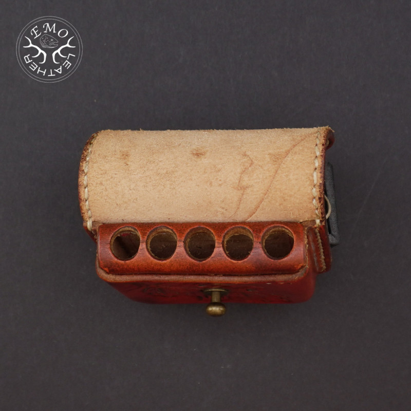 Vintage Tan Leather 5 Standard Caliber Round Ammo Pouch | EmoLeather | Custom Leather Goods