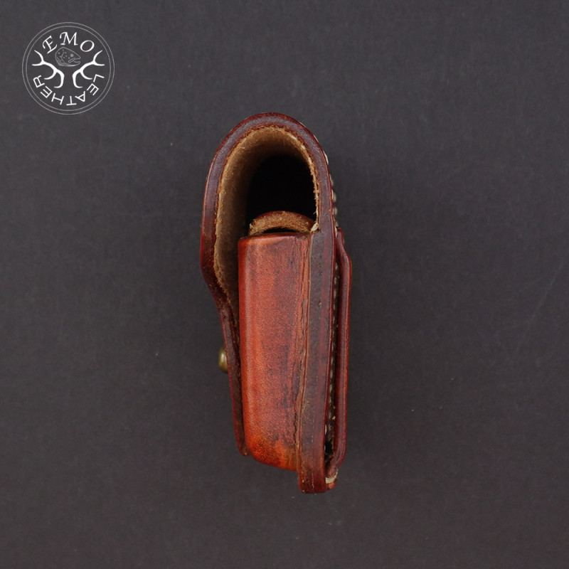 Vintage Tan Leather 5 Standard Caliber Round Ammo Pouch | EmoLeather | Custom Leather Goods