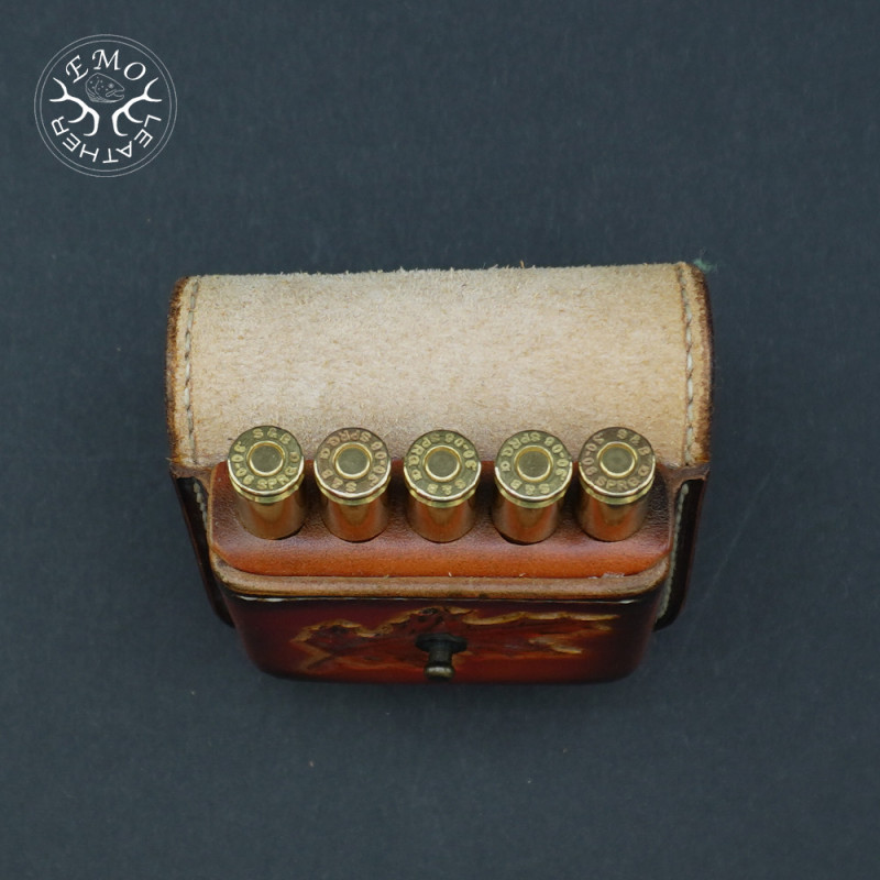 Brown Leather 5 Standard Caliber Round Ammo Pouch | EmoLeather | Custom Leather Goods