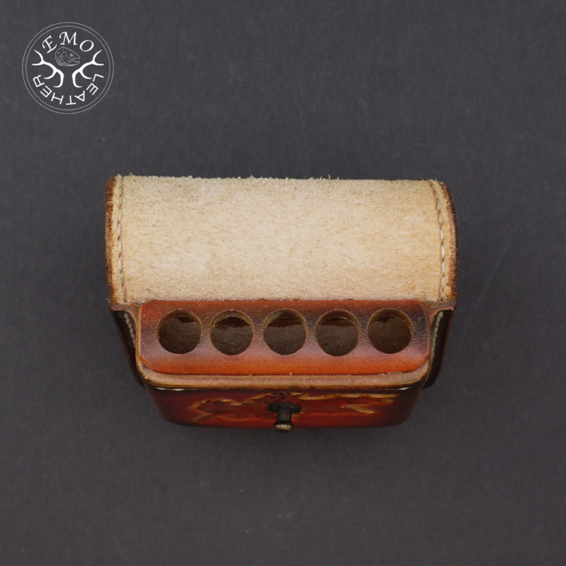Brown Leather 5 Standard Caliber Round Ammo Pouch | EmoLeather | Custom Leather Goods