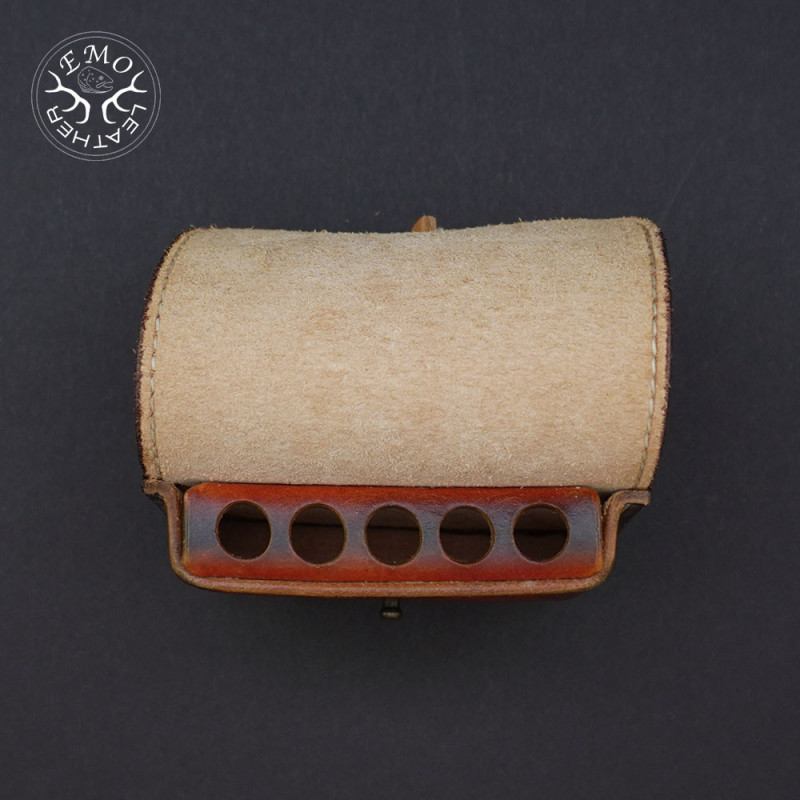 Brown 5 Magnum Round Hunting Ammo Pouch | EmoLeather | Custom Leather Goods