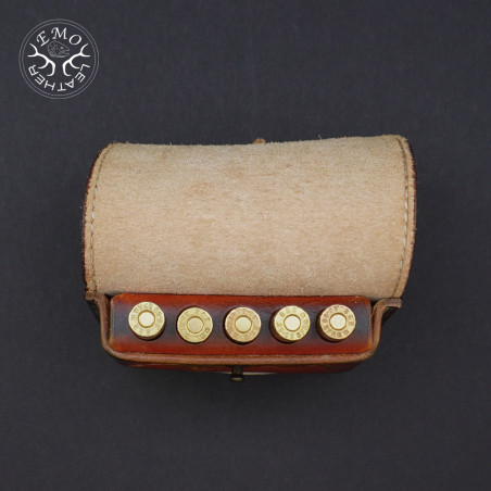 Brown 5 Magnum Round Hunting Ammo Pouch | EmoLeather | Custom Leather Goods