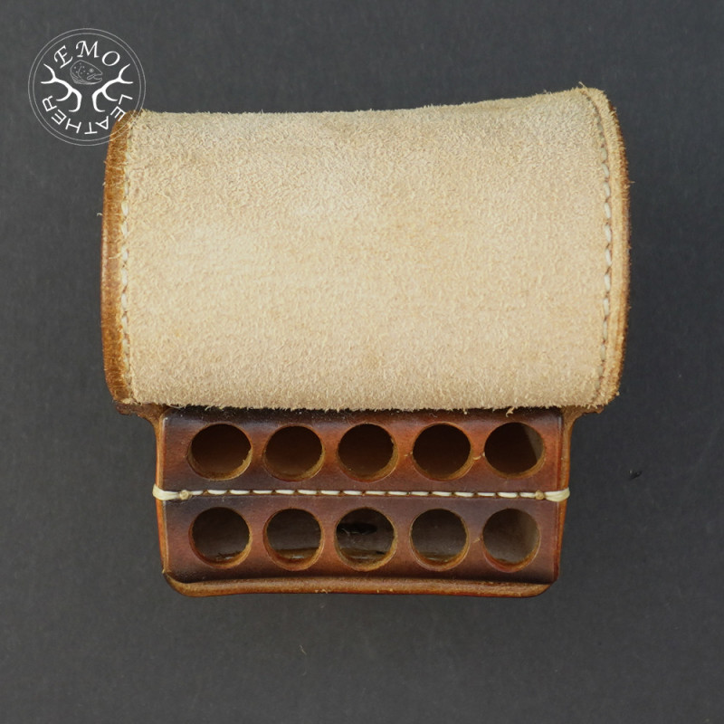 Brown Leather 10 Standard Caliber Round Ammo Pouch | EmoLeather | Custom Leather Goods