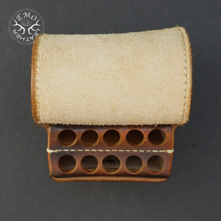Brown Leather 10 Standard Caliber Round Ammo Pouch | EmoLeather | Custom Leather Goods