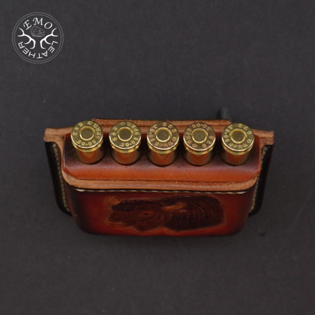 Brown Open 5 Standard Caliber Round Ammo Pouch | EmoLeather | Custom Leather Goods