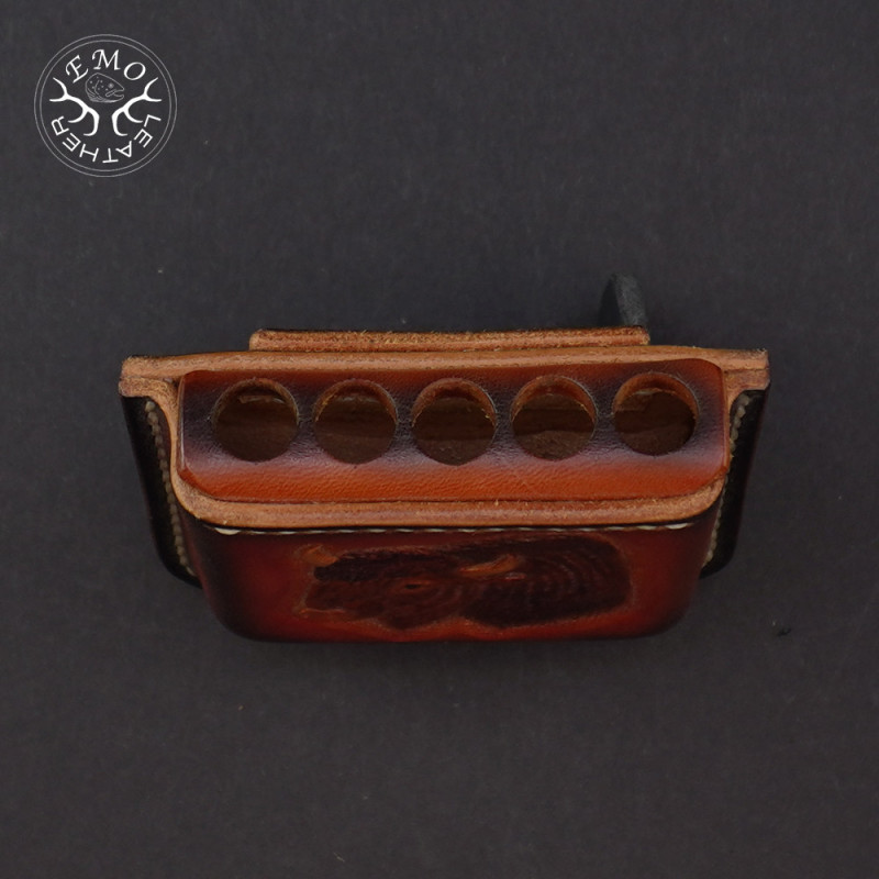 Brown Open 5 Standard Caliber Round Ammo Pouch | EmoLeather | Custom Leather Goods