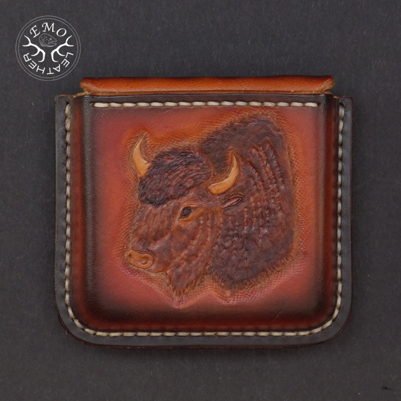 Brown Open 5 Standard Caliber Round Ammo Pouch | EmoLeather | Custom Leather Goods