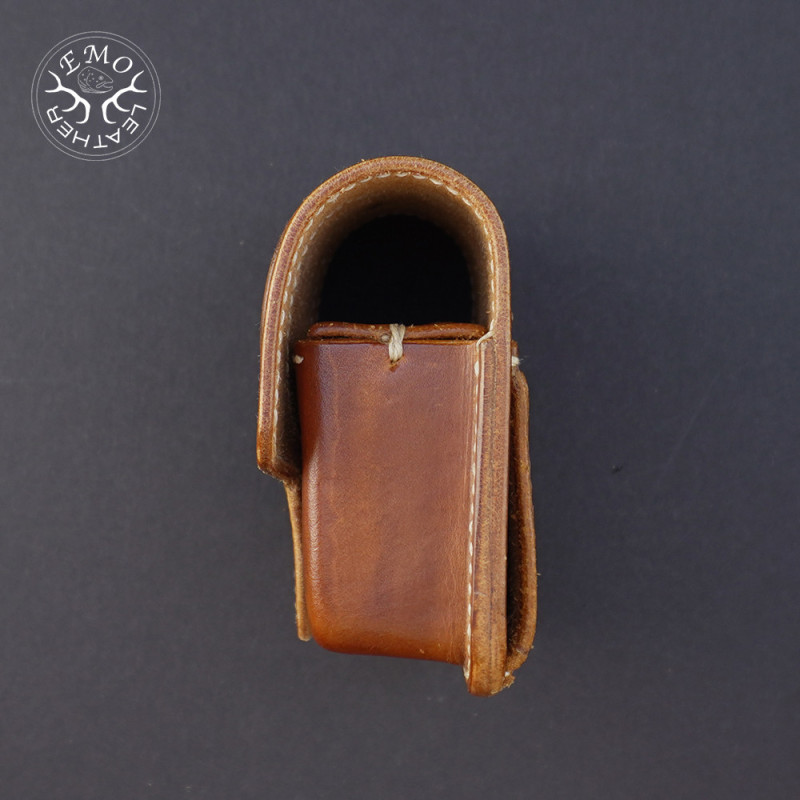 Brown Leather 10  Round Magnum Caliber Ammo Pouch | EmoLeather | Custom Leather Goods