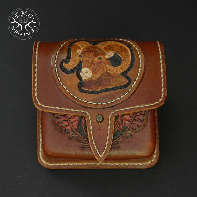 Brown Leather 10  Round Magnum Caliber Ammo Pouch | EmoLeather | Custom Leather Goods