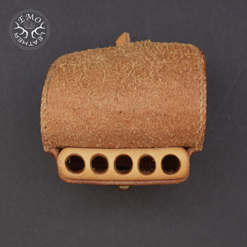 Light Tan Leather 5 Standard Caliber Round Ammo Pouch | EmoLeather | Custom Leather Goods