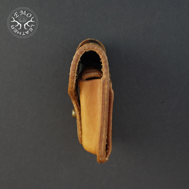 Light Tan Leather 5 Standard Caliber Round Ammo Pouch | EmoLeather | Custom Leather Goods