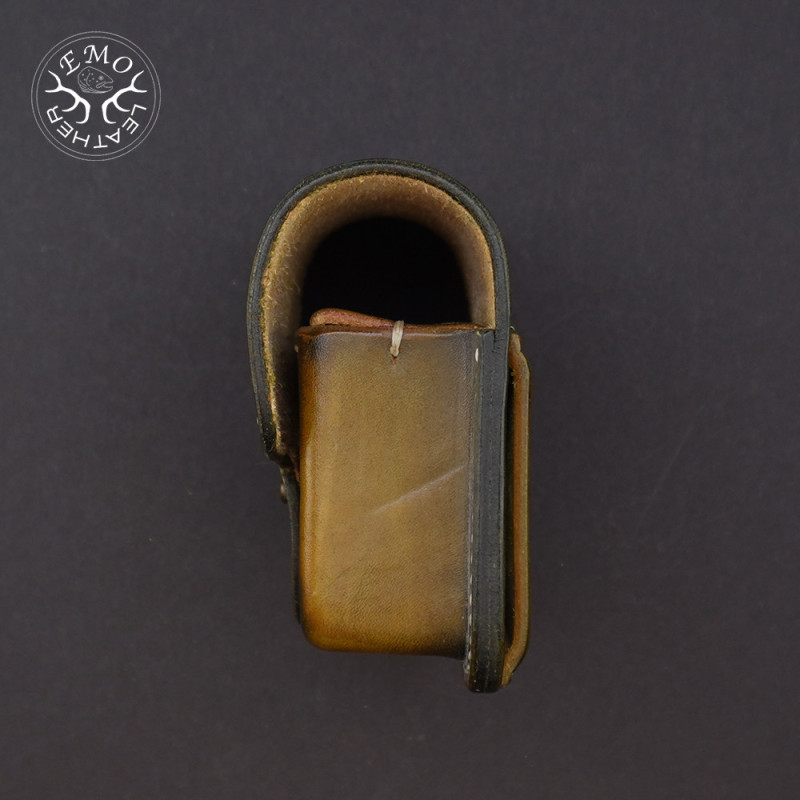 Olive Leather 10 Standard Caliber Round Ammo Pouch | EmoLeather | Custom Leather Goods