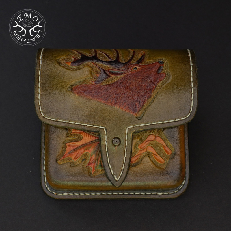 Olive Leather 10 Standard Caliber Round Ammo Pouch | EmoLeather | Custom Leather Goods