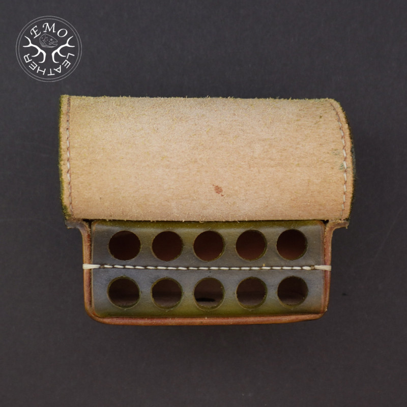 Olive Leather 10 Standard Caliber Round Ammo Pouch | EmoLeather | Custom Leather Goods