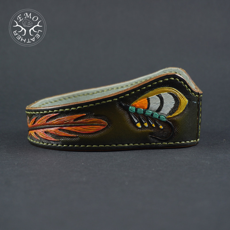 Olive Leather Pipe Rest | EmoLeather | Custom Leather Goods