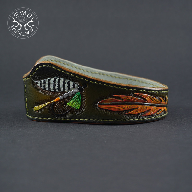 Olive Leather Pipe Rest | EmoLeather | Custom Leather Goods