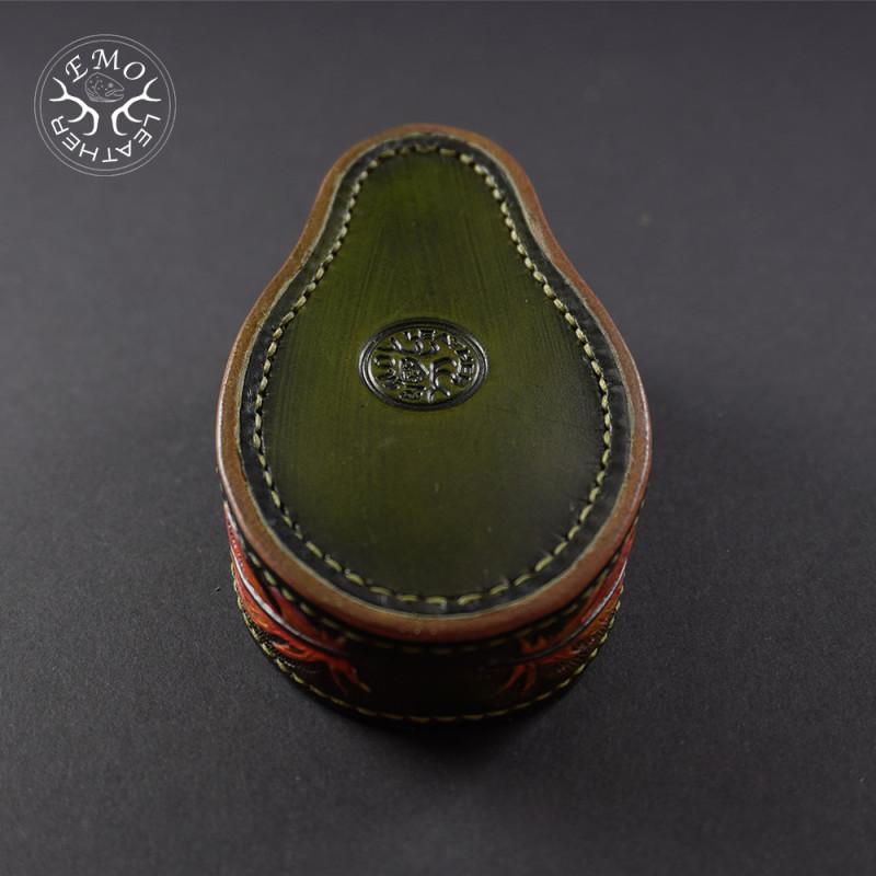 Olive Leather Pipe Rest | EmoLeather | Custom Leather Goods