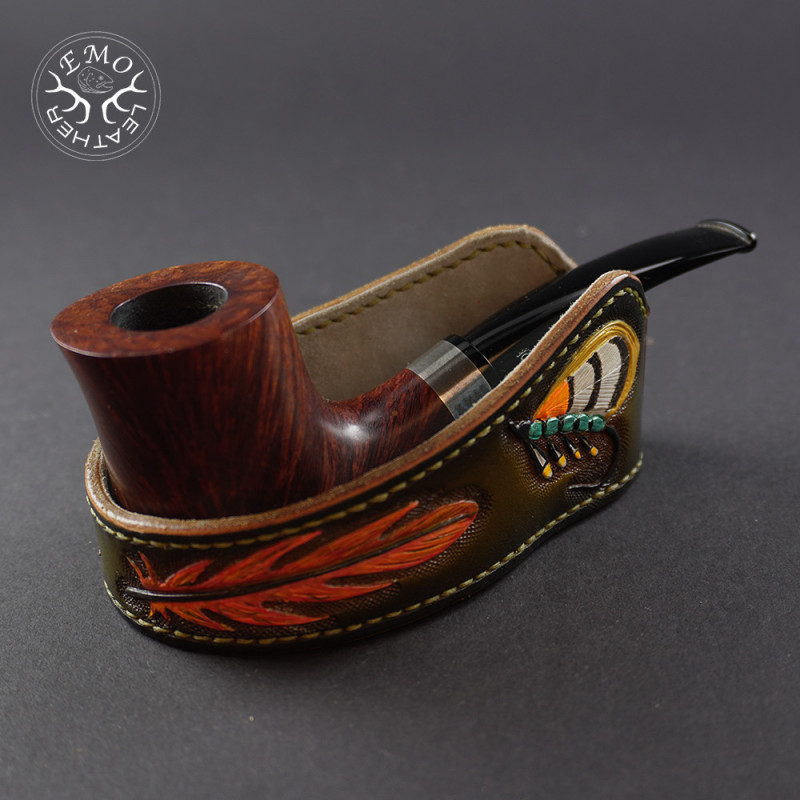 Olive Leather Pipe Rest | EmoLeather | Custom Leather Goods