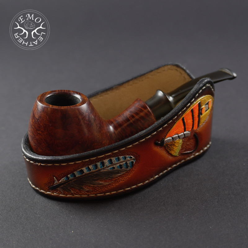 Brown Leather Pipe Rest | EmoLeather | Custom Leather Goods