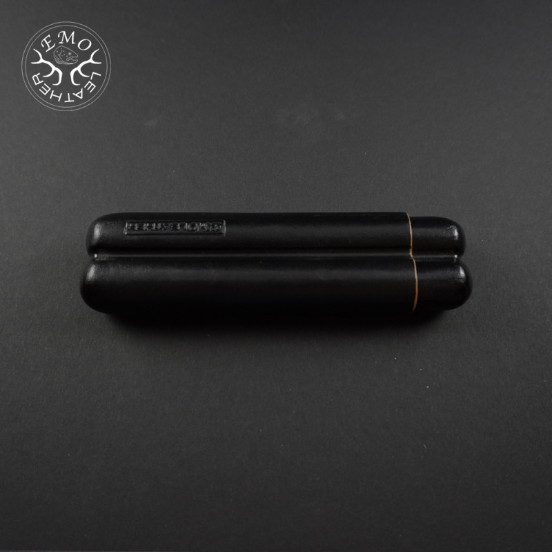 Black 2 Slot Churchill Cigar Case | EmoLeather | Custom Leather Goods