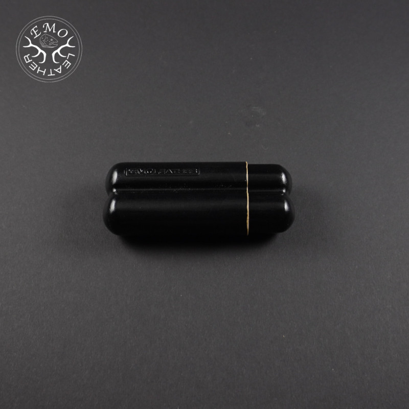 Black 2 Slot Churchill Cigar Case | EmoLeather | Custom Leather Goods