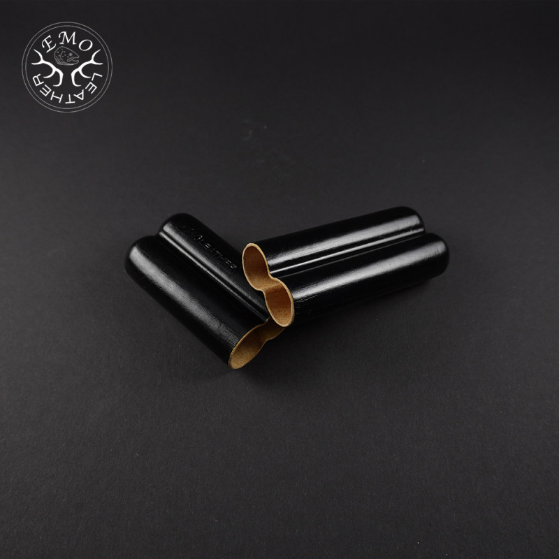 Black 2 Slot Churchill Cigar Case | EmoLeather | Custom Leather Goods