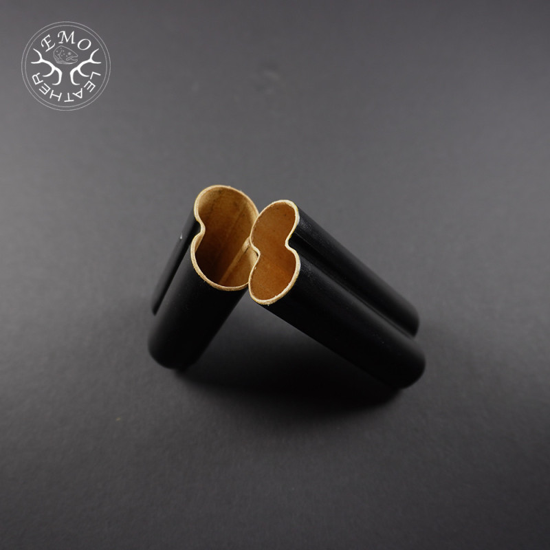 Black Corona 2 Slot Cigar Case | EmoLeather | Custom Leather Goods