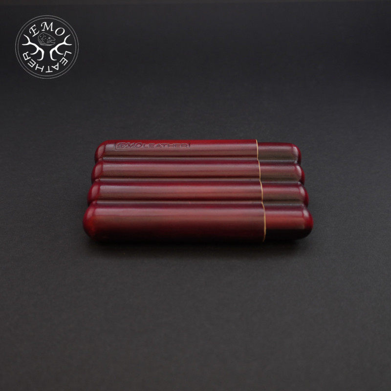 Red Black 4 Slot Small Cigar Case | EmoLeather | Custom Leather Goods