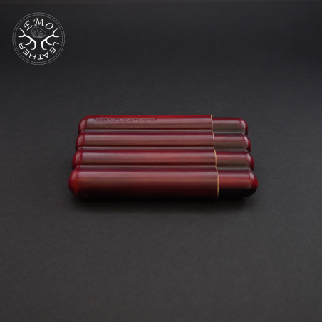Red Black 4 Slot Small Cigar Case | EmoLeather | Custom Leather Goods Red Black 4 Slot Small Cigar Case | EmoLeather | Custom Leather Goods