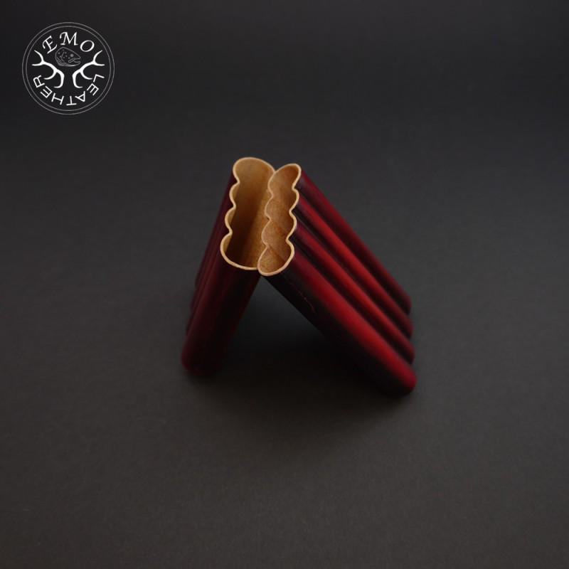 Red Black 4 Slot Small Cigar Case | EmoLeather | Custom Leather Goods
