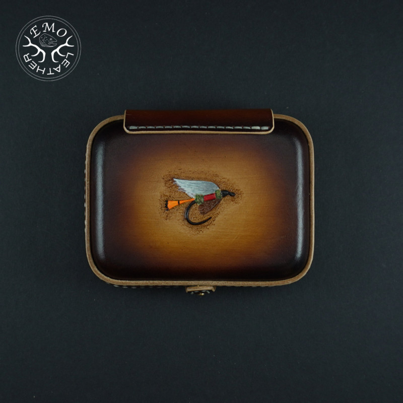 Brown F Fly Box | EmoLeather | Custom Leather Goods