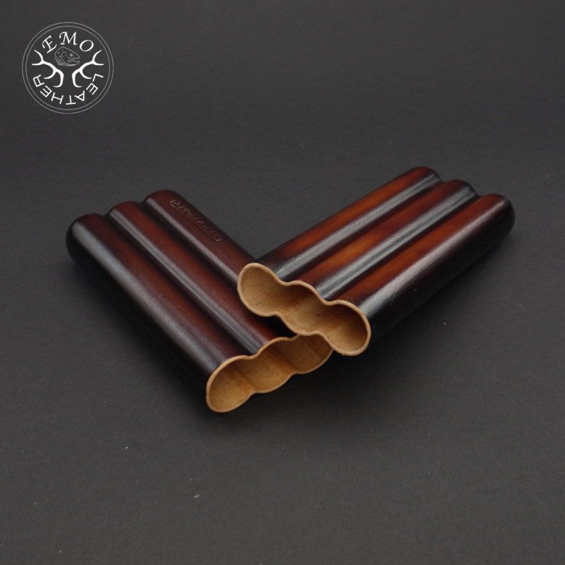 Rusty Brown 3 Slot Churchill Cigar Case | EmoLeather | Custom Leather Goods