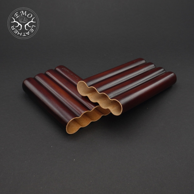 Rusty Brown 4 Slot Churchill Cigar Case | EmoLeather | Custom Leather Goods
