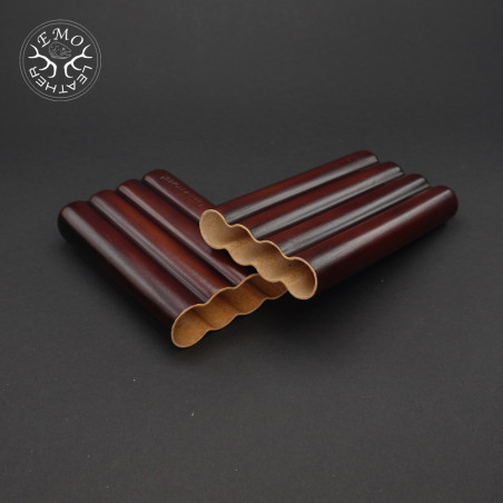 Rusty Brown 4 Slot Churchill Cigar Case | EmoLeather | Custom Leather Goods