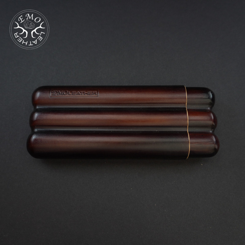 Rusty Brown 3 Slot Churchill Cigar Case | EmoLeather | Custom Leather Goods